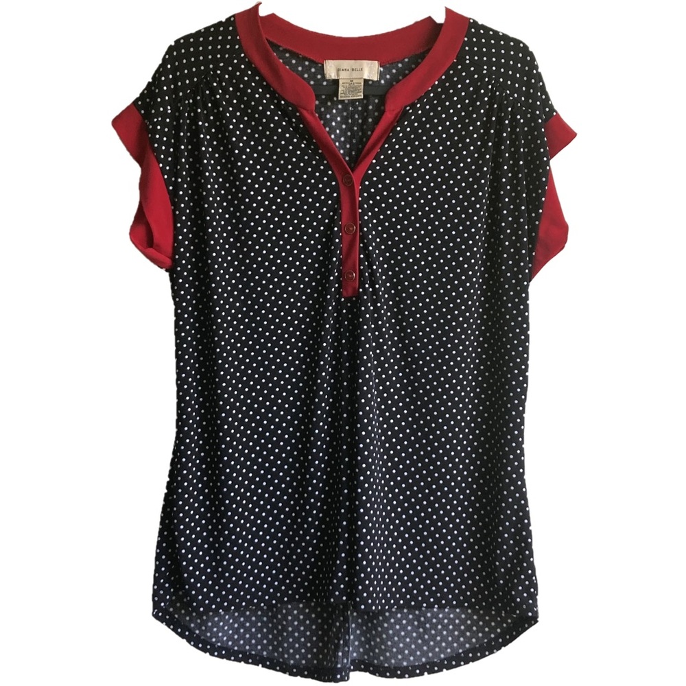 Diana Belle Polka Dot Blouse - Black & Red - Women's Medium